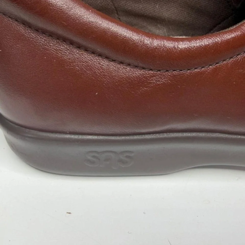 SAS Brown Leather Comfort Slip-On Loafers Granny core